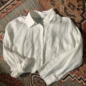 Oversized White Linen Button Down